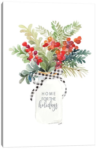 Mason Jar For Christmas Canvas Art Print - Farmhouse Christmas Décor