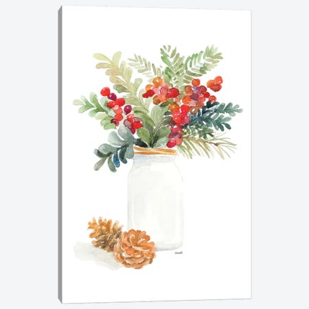 Mason Jar Of Christmas Canvas Print #LNL366} by Lanie Loreth Canvas Art Print