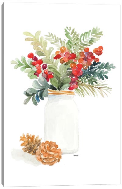 Mason Jar Of Christmas Canvas Art Print - Farmhouse Christmas Décor