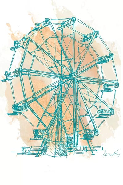 Teal Ferris Wheel I by Lanie Loreth framed wall art