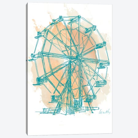 Teal Ferris Wheel I Canvas Print #LNL417} by Lanie Loreth Canvas Art Print