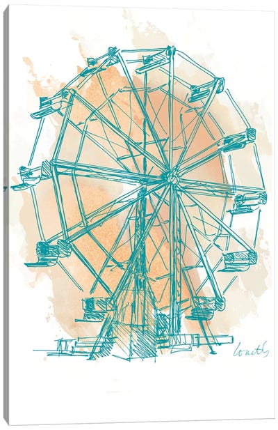 Teal Ferris Wheel I Canvas Art Print - Ferris Wheels