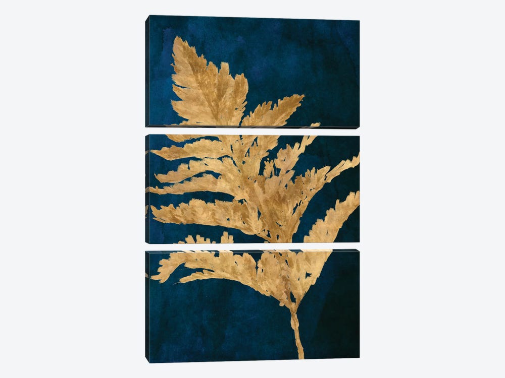 Gold Leaves on Navy I by Lanie Loreth 3-piece Canvas Art Print