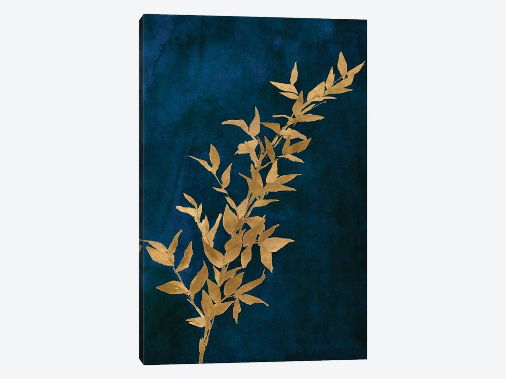 Gold Leaves on Navy II by Lanie Loreth 1-piece Canvas Art