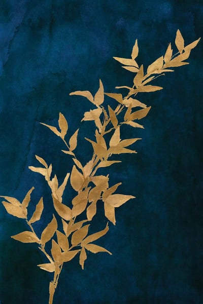 Blue & Gold: Gold Leaves on Navy II by Lanie Loreth