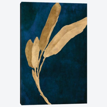 Gold Leaves on Navy III Canvas Print #LNL448} by Lanie Loreth Canvas Art Print