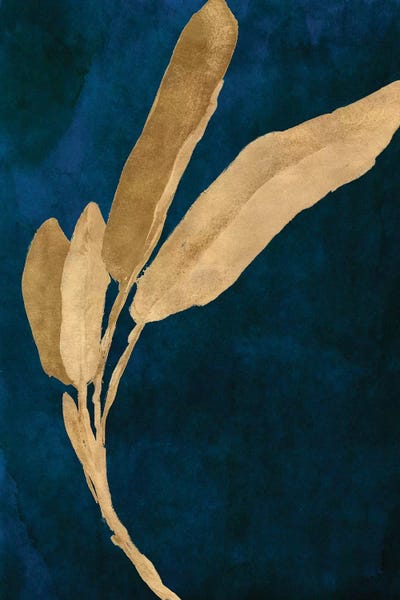 Blue & Gold: Gold Leaves on Navy III by Lanie Loreth