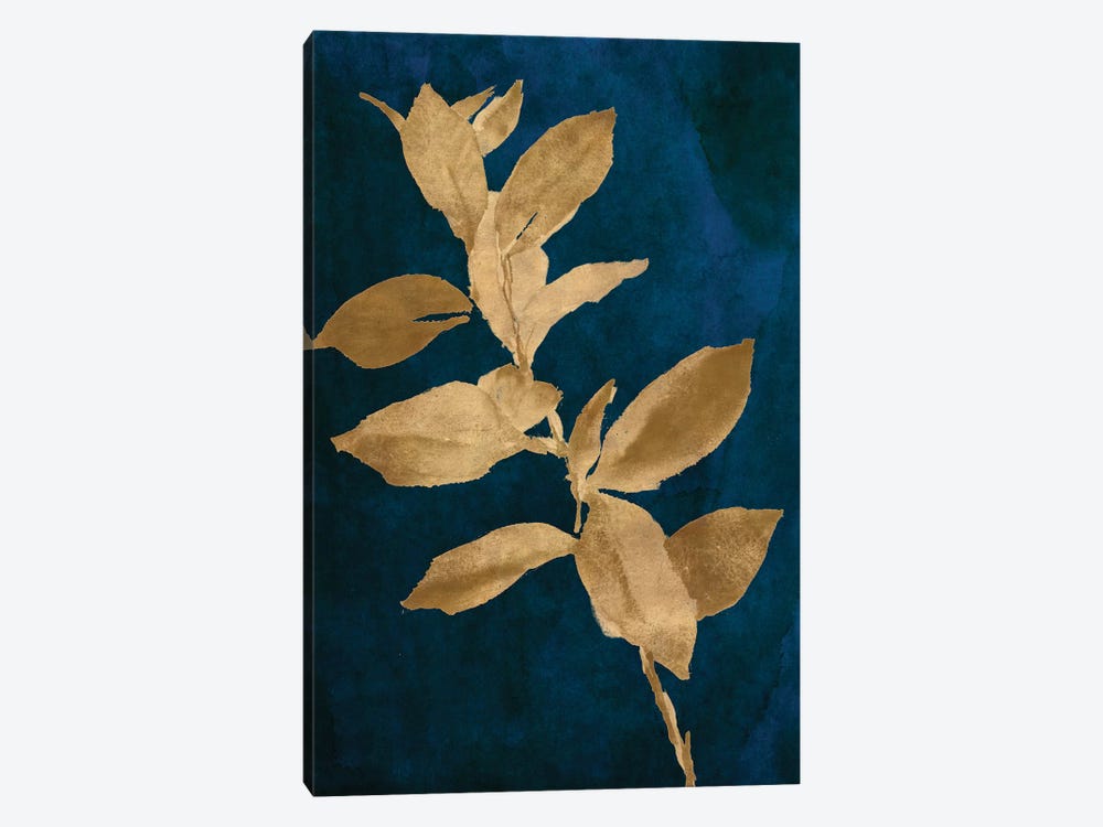 Gold Leaves on Navy IV by Lanie Loreth 1-piece Canvas Wall Art