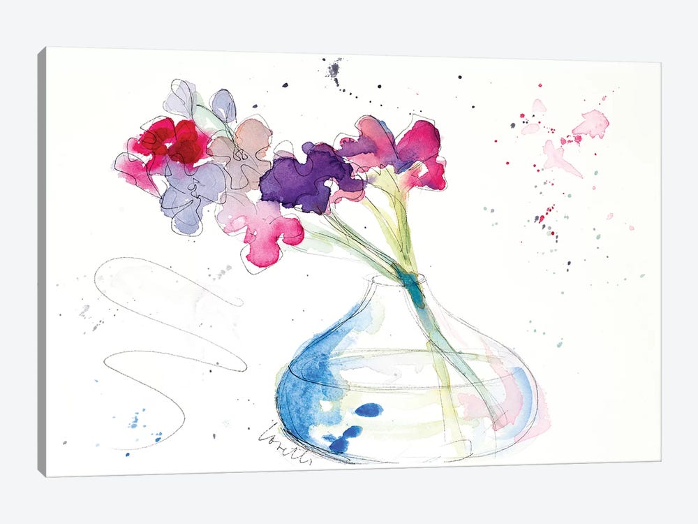 Colorful Flowers in Clear Vase by Lanie Loreth 1-piece Art Print