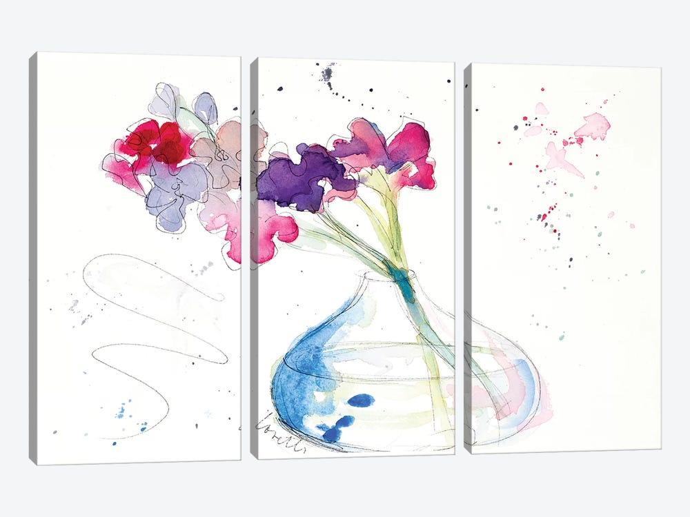 Colorful Flowers in Clear Vase by Lanie Loreth 3-piece Canvas Art Print