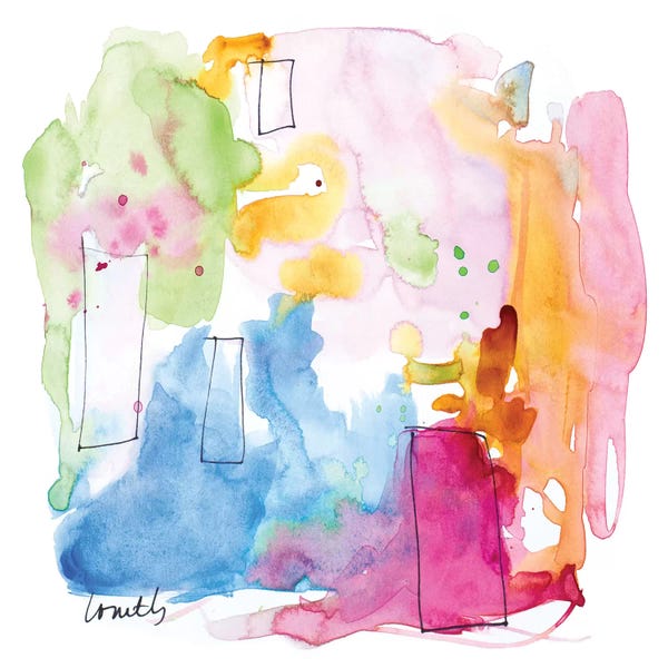 Abstract Watercolors: Town on the Hill I by Lanie Loreth