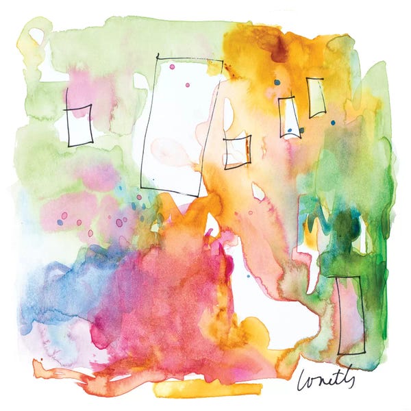 Abstract Watercolors: Town on the Hill II by Lanie Loreth