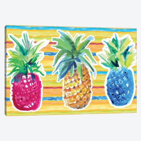 Vibrant Pineapple Trio Canvas Print #LNL478} by Lanie Loreth Canvas Wall Art