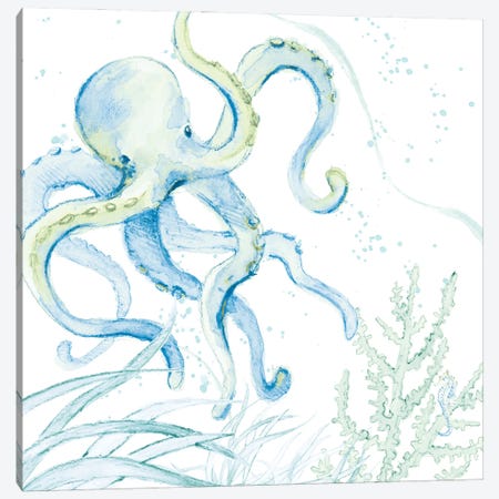 Blue Octopus Canvas Print #LNL483} by Lanie Loreth Canvas Print