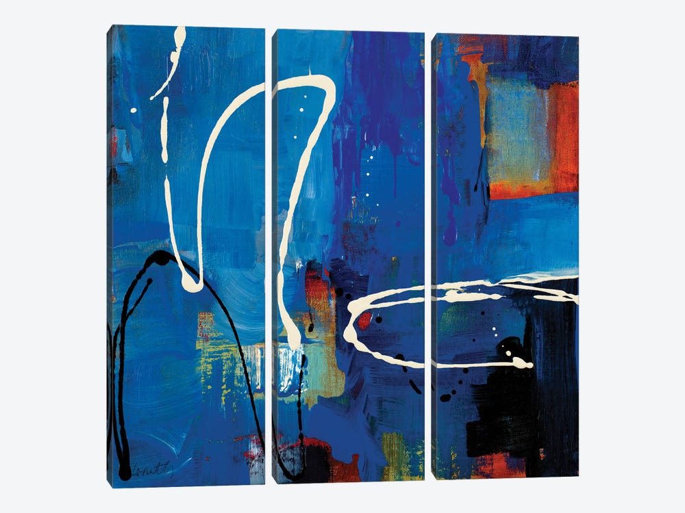 Blue Retro by Lanie Loreth 3-piece Canvas Print