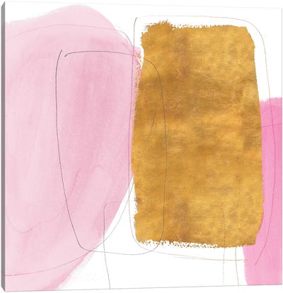 Blushing Gold I Canvas Art Print - Gold & Pink Art