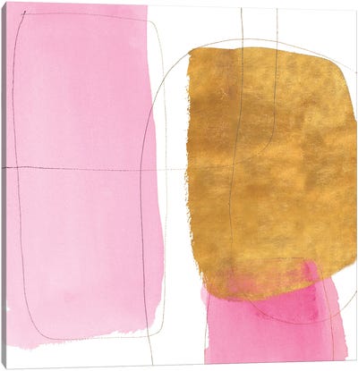 Blushing Gold II Canvas Art Print - Gold & Pink Art