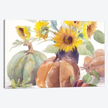 Tawny Sunflowers and Pumpkins Canvas Print #LNL525} by Lanie Loreth Canvas Print
