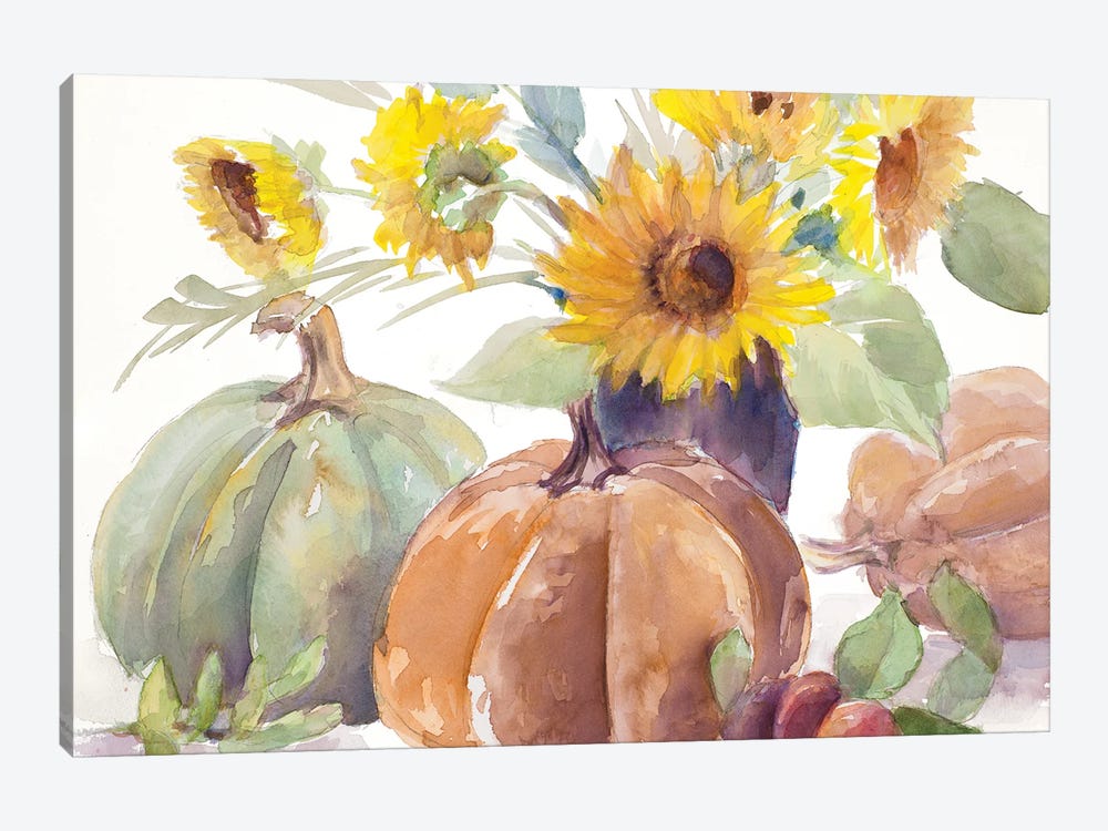 Tawny Sunflowers and Pumpkins by Lanie Loreth 1-piece Art Print