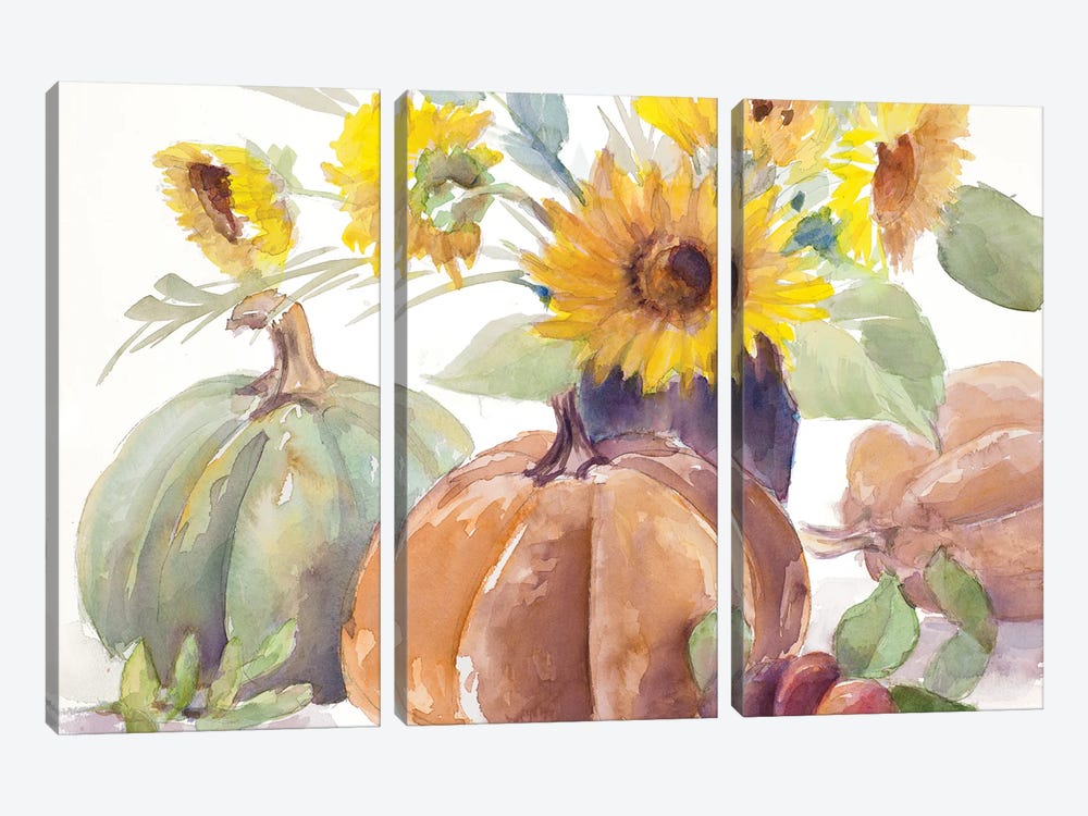 Tawny Sunflowers and Pumpkins by Lanie Loreth 3-piece Art Print
