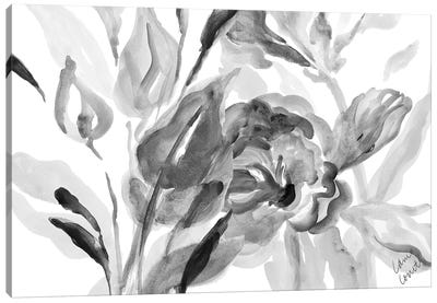Dark Florals Canvas Art Print - Black & White Decorative Art