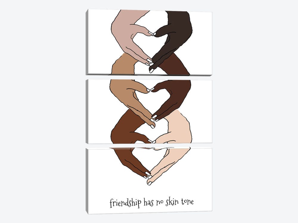 Friendship Has No Skin Tone by Lanie Loreth 3-piece Canvas Artwork