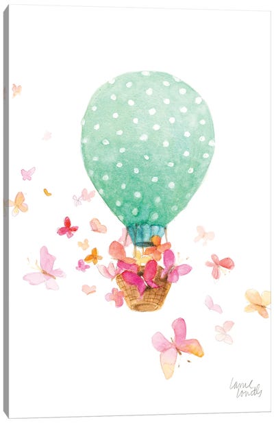 Hot Air Balloon with Butterflies Canvas Art Print - Hot Air Balloon Art