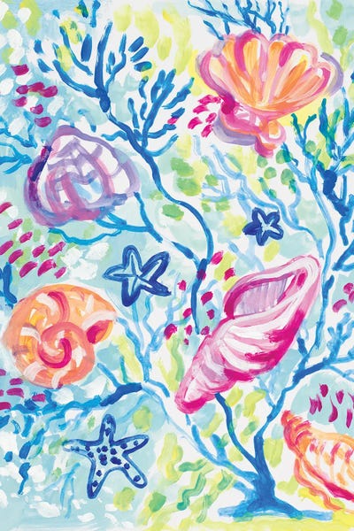 Kids Nautical Art: Seashells in the Coral by Lanie Loreth