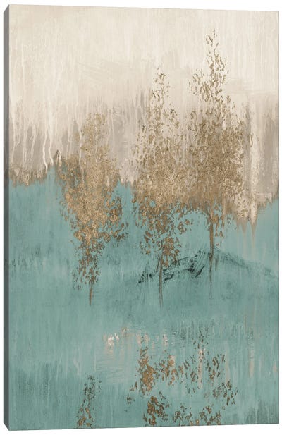 Through the Gold Trees Abstract I Canvas Art Print - Calm & Sophisticated Living Room Art