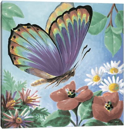 Butterfly Flowers I Canvas Art Print - Daisy Art