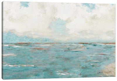 Coastal Teal Ocean Canvas Art Print - Coastal & Ocean Abstract Art
