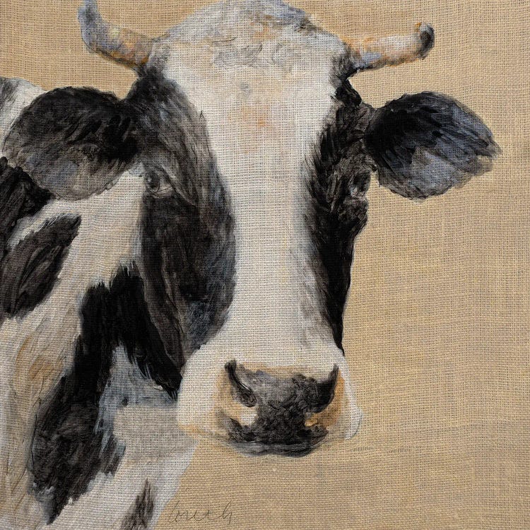 Cow On Burlap by Lanie Loreth wall art