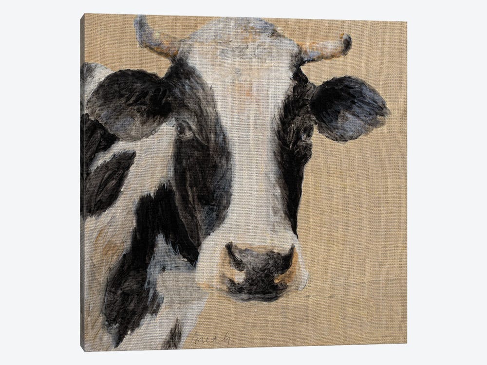 Cow On Burlap by Lanie Loreth 1-piece Canvas Art Print
