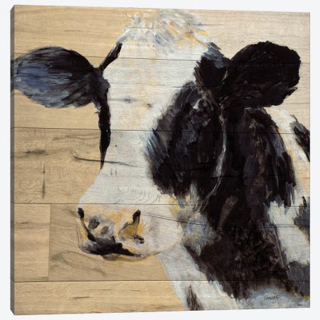 Cow On Wood Canvas Print #LNL619} by Lanie Loreth Canvas Art