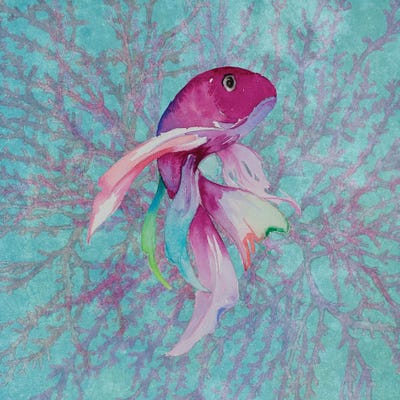 Fish On Coral I by Lanie Loreth framed canvas print
