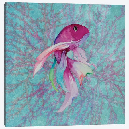 Fish On Coral I Canvas Print #LNL626} by Lanie Loreth Canvas Artwork