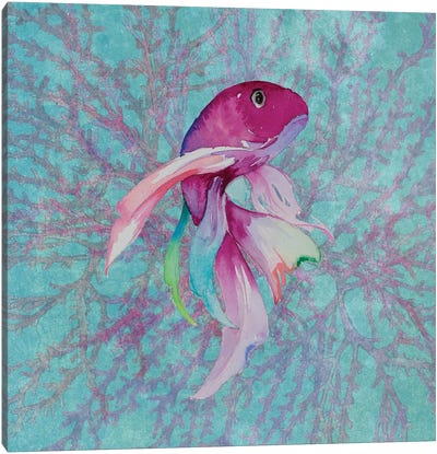 Fish On Coral I Canvas Art Print - Coral Art