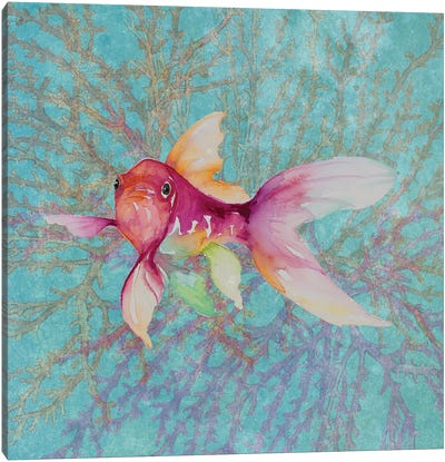 Fish On Coral II Canvas Art Print - Lanie Loreth