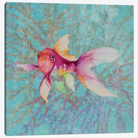 Fish On Coral II Canvas Print #LNL627} by Lanie Loreth Canvas Art