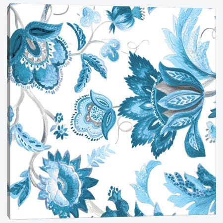 Multi Blue Capri Floral Canvas Print #LNL663} by Lanie Loreth Art Print