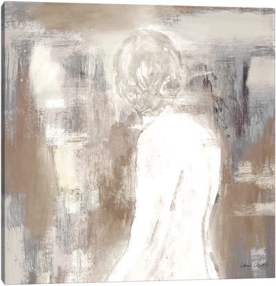 Neutral Figure on Abstract Square II Canvas Art Print - Lanie Loreth