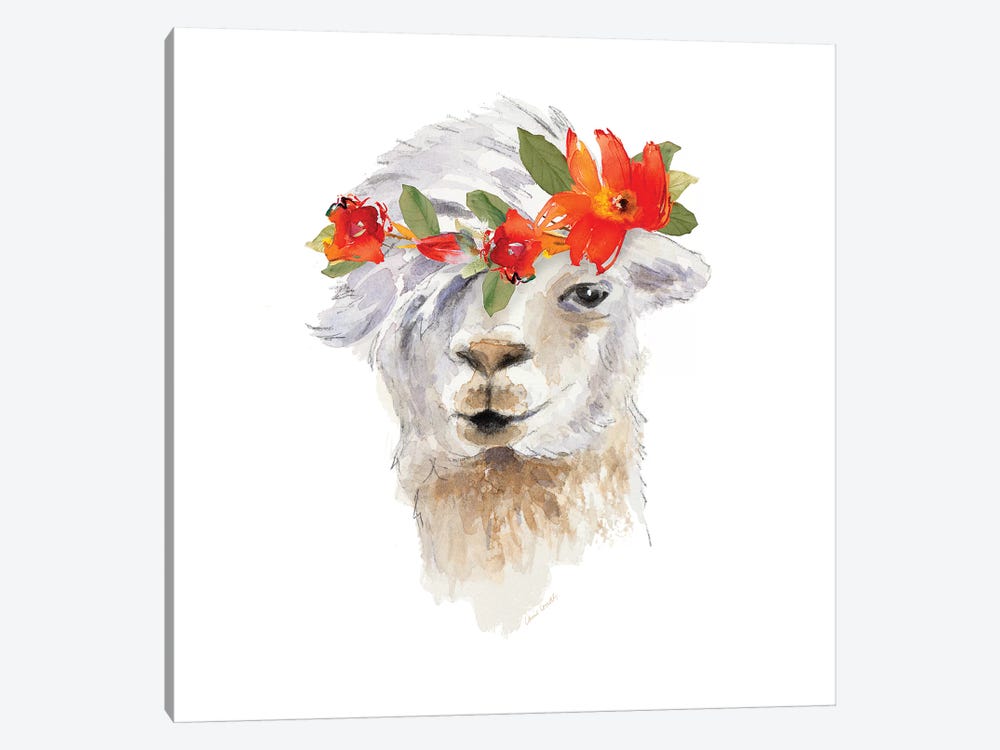 Floral Llama II by Lanie Loreth 1-piece Canvas Artwork
