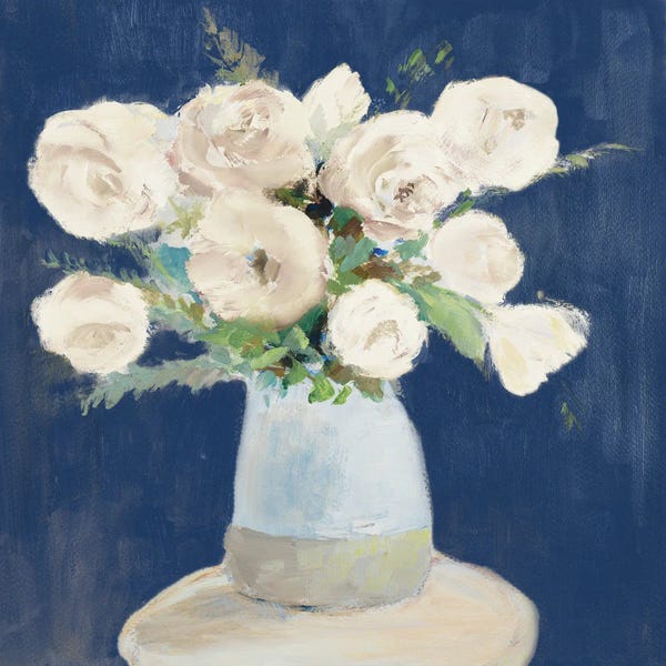 Peonies: Peonies on Navy by Lanie Loreth