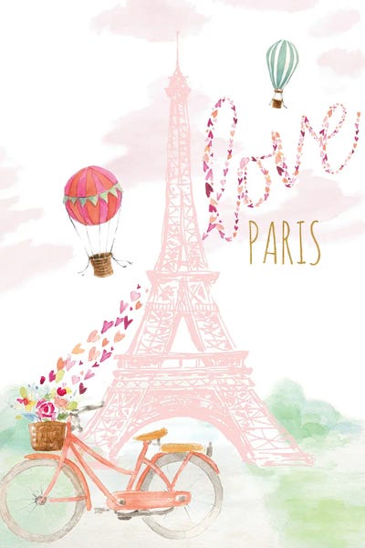 Hot Air Balloons: Pink Eiffel Bike Ride by Lanie Loreth