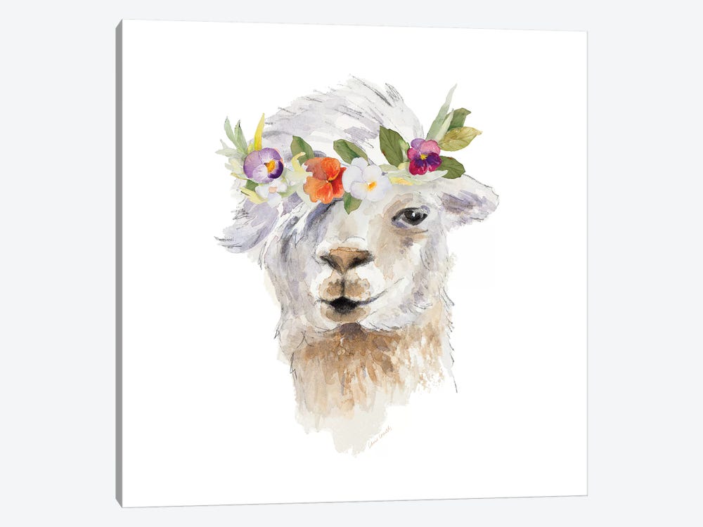 Floral Llama IV by Lanie Loreth 1-piece Canvas Artwork