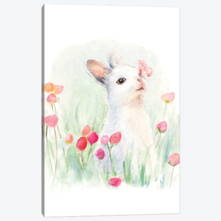White Bunny and Butterfly Canvas Print #LNL725} by Lanie Loreth Art Print