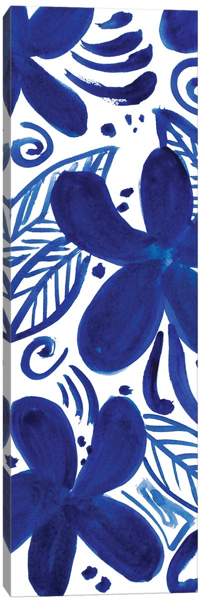 Blue Floral Panel Canvas Art Print - Lanie Loreth