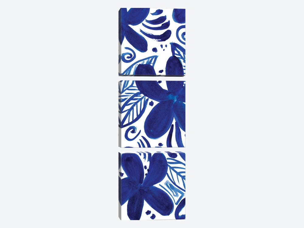 Blue Floral Panel by Lanie Loreth 3-piece Canvas Artwork