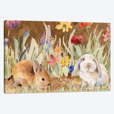 Bunnies Amongst The Wildflowers Canvas Print #LNL751} by Lanie Loreth Canvas Art Print