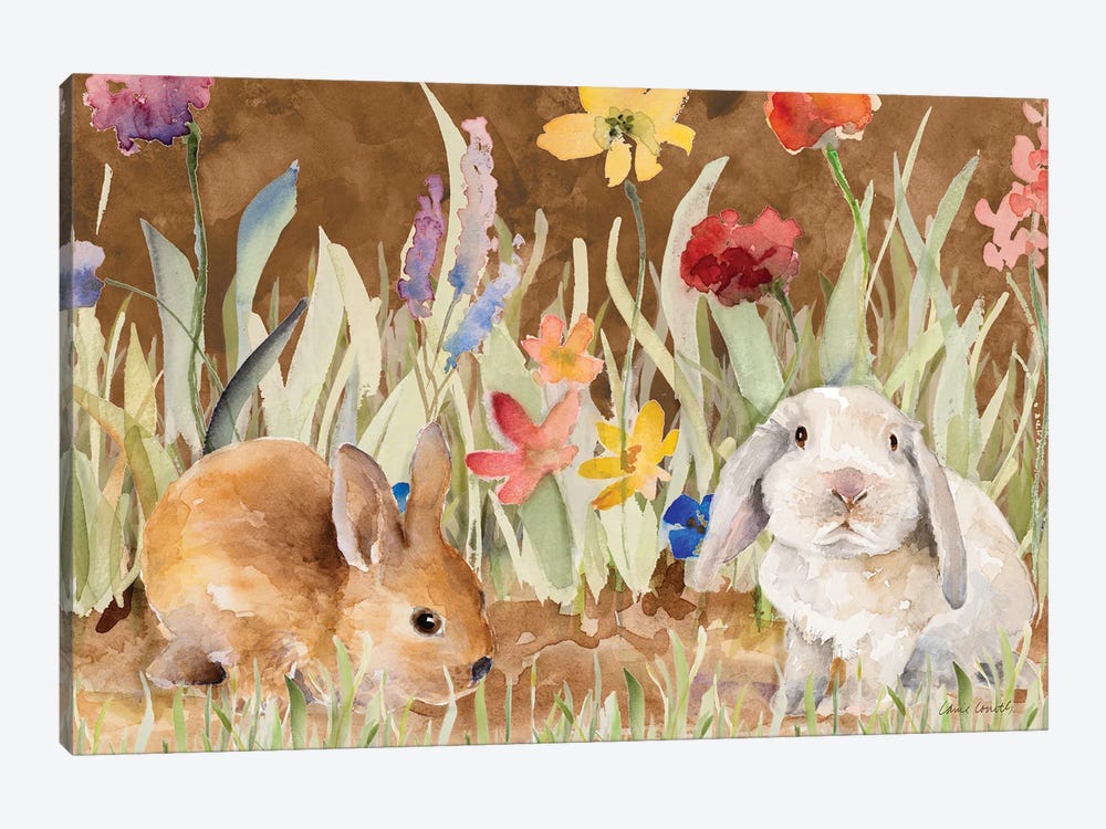 Bunnies Amongst The Wildflowers by Lanie Loreth 1-piece Canvas Art Print